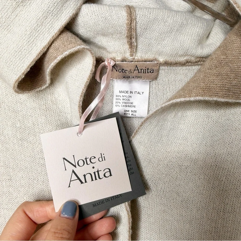 NWT Note Di Anita Cashmere Wool Blend Women’s Hooded Poncho Sweater One Size